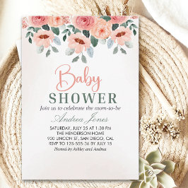 Beatiful Water Color Flowers Garden Baby Shower Inbjudningar