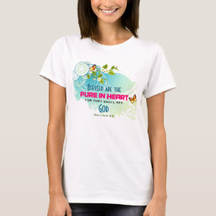 Beatitude Quote with Butterflies and Blommars Tee Shirt