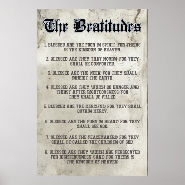 Beatitudes-Gospelet Matthew Sermon på berget Poster (Framsidan)