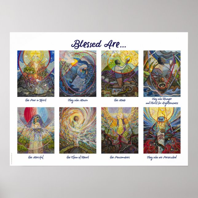 Beatitudes Illustrated Christian Poster (Framsidan)
