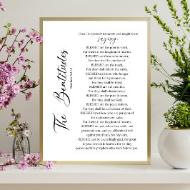 Beatitudes Matthew 5:2-12 Bible Scripture Poster