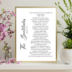 Beatitudes Matthew 5:2-12 Bible Scripture Poster