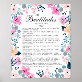 Beatitudes Matthew 5:3-12 Blommigt Bible Verse Poster
