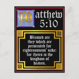 Beatitudes Matthew 5 Blue Guld Upplyst Brev Helg Vykort