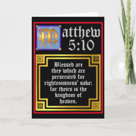 Beatitudes Matthew 5 Blue Guld Upplyst Brev Tack Kort