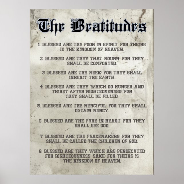 Beatitudes Matthew 5 Sermon på berget Ratio 3:4 Poster (Framsidan)