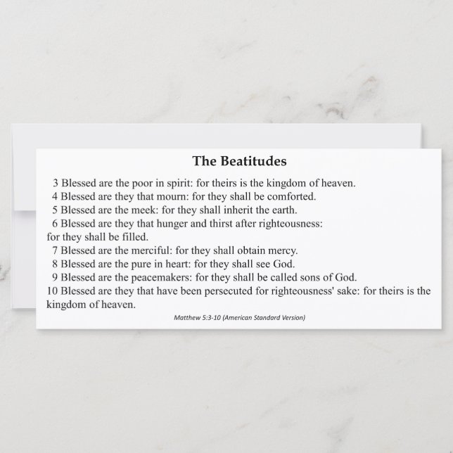 Beatitudes Prayer Card (Framsida)