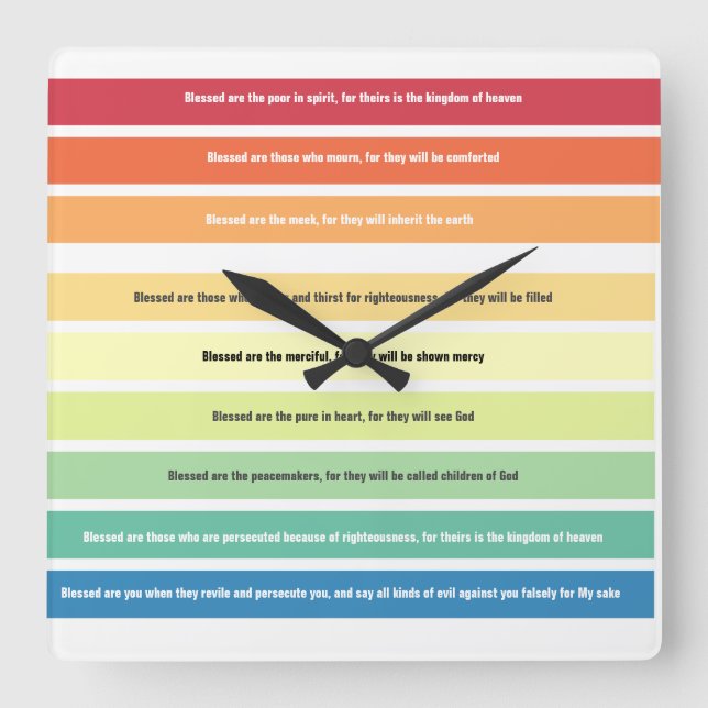 Beatitudes Wall Clock Fyrkantig Klocka (Framsida)