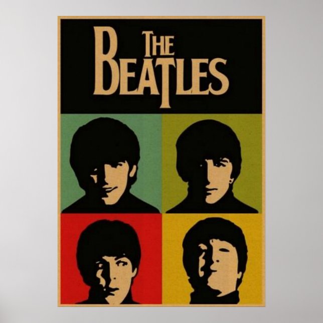 Beatles, klassisk sten, vintage band, brittisk mus poster (Framsidan)