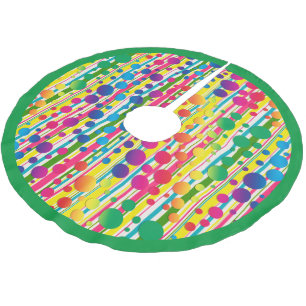 [Beatnic Bubbles] Retro Polka Dot Stripe-Grönt Julgransmatta Borstad Polyester