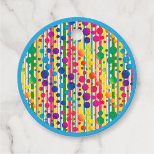 [Beatnik Bubbles] Retro Polka Dot Stripe Blue Gåvor Etiketter
