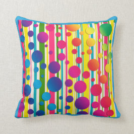 [Beatnik Bubbles] Retro Polka Dot Stripe Blue Kudde