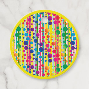 [Beatnik Bubbles] Retro Polka Dot Stripe-Gult Gåvor Etiketter