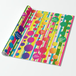 [Beatnik Bubbles] Retro Polka Dot Stripe Rainbow Presentpapper