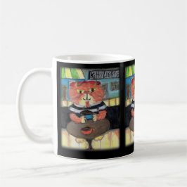 Beatnik Poet Kattunge Coffeeehouse Folk Art Roligt Kaffemugg