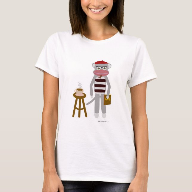 Beatnik Sock monkey Funny Retro Tecknad Tröja (Framsida)