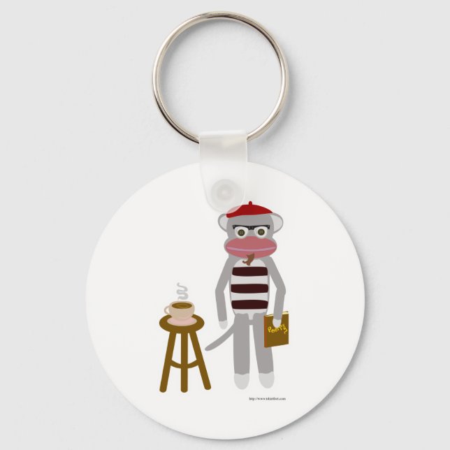 Beatnik Sock monkey Nyckelring (Framsida)
