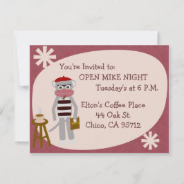 Beatnik Sock monkey Roligt Fifties Poet Art Inbjudningar