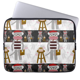 Beatnik Sock monkey Stripe Mönster Laptop Fodral