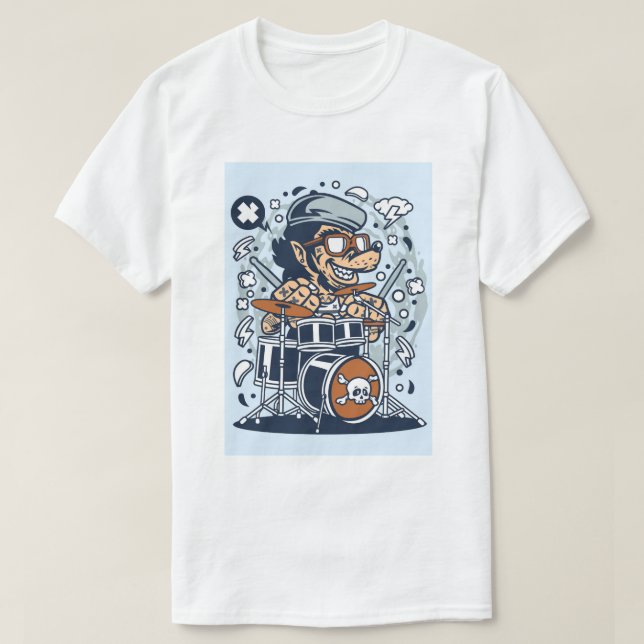 Beatnik-Vargen på Drums pop Art T Shirt (Design framsida)