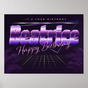Beatrice Namn Vorname lila retro Poster Geburtstag