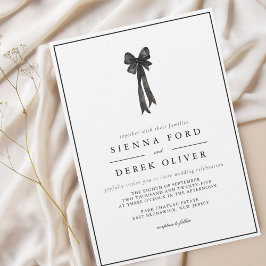 BEATRICE Ribbon Bow Black and White Bröllop Inbjudningar
