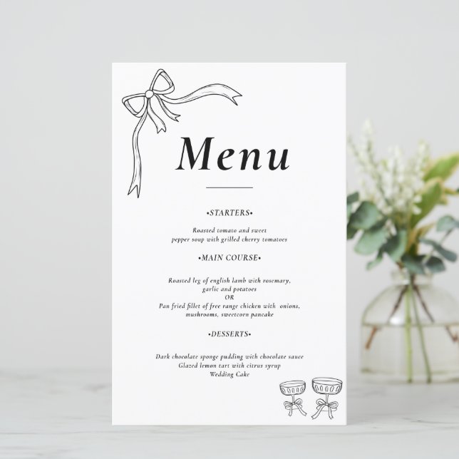 Beatrice Ribbon Bröllop Menus (Stående Fram)