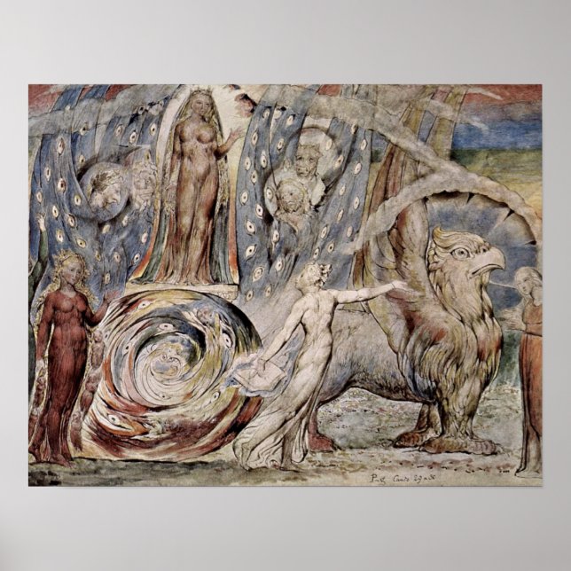 Beatrice talar med Dante av William Blake Poster (Framsidan)