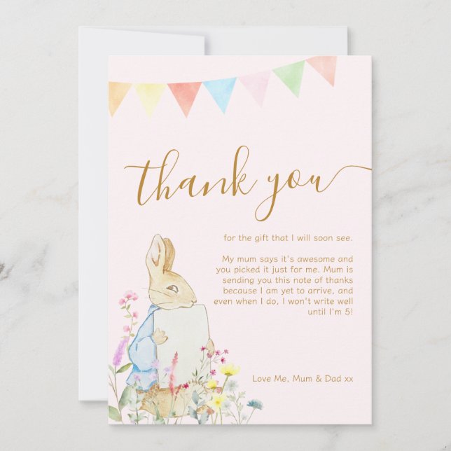 Beatrix Peter, Rabbit Woodland Baby Shower Tack Kort (Framsida)