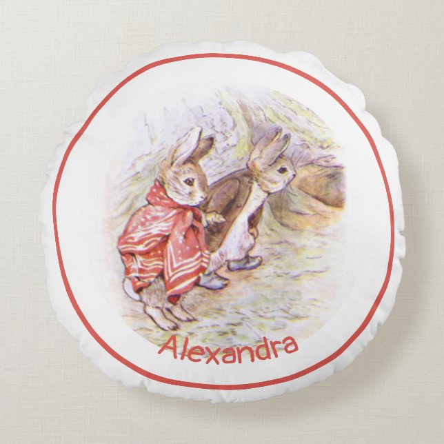 Beatrix Potter Bunnies Rund Kudde (Framsidan)