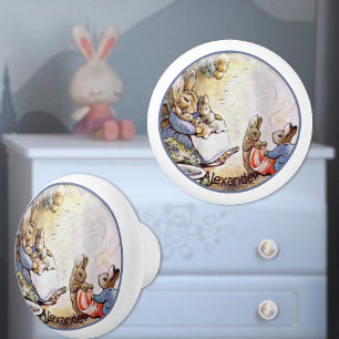 Beatrix Potter Bunny Family Ceramic Knob Knopp