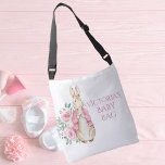 Beatrix Potter Bunny Rabbit Rosa Baby Axelväska<br><div class="desc">Söt lilla Beatrix Potter-kanin med söt rosa blommor. Perfekt för en påse i baby till hela baby för en eftermiddag ut eller resa till ett semesterhus. Bara bra. 100 % kundtillfredsställelse med "Zazzle"</div>