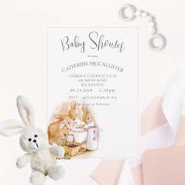 Beatrix Potter Bunny Rosa Girl Baby Shower Inbjudningar