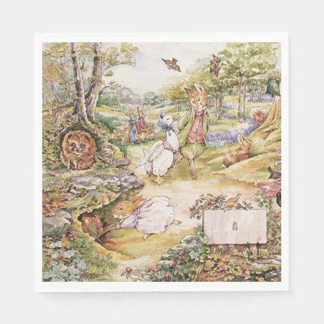 Beatrix Potter Cute Peter och Friends Pappersservett (Framsidan)