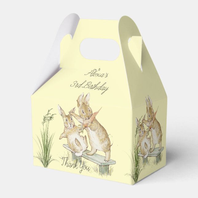 Beatrix Potter, Cute Rabbits Eating Carrots Presentaskar (Baksidan Sidan)