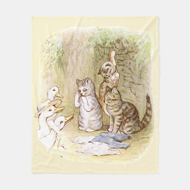 Beatrix Potter Kittens Ankor Fleecefilt (Framsidan)