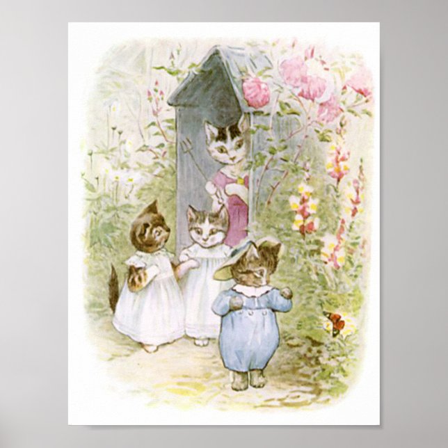 Beatrix Potter Kittens Mor Garden Poster (Framsidan)