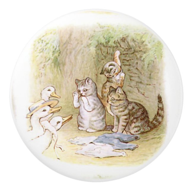 Beatrix Potter, Kittens och Ankor, keramiskt knopp (Framsidan)