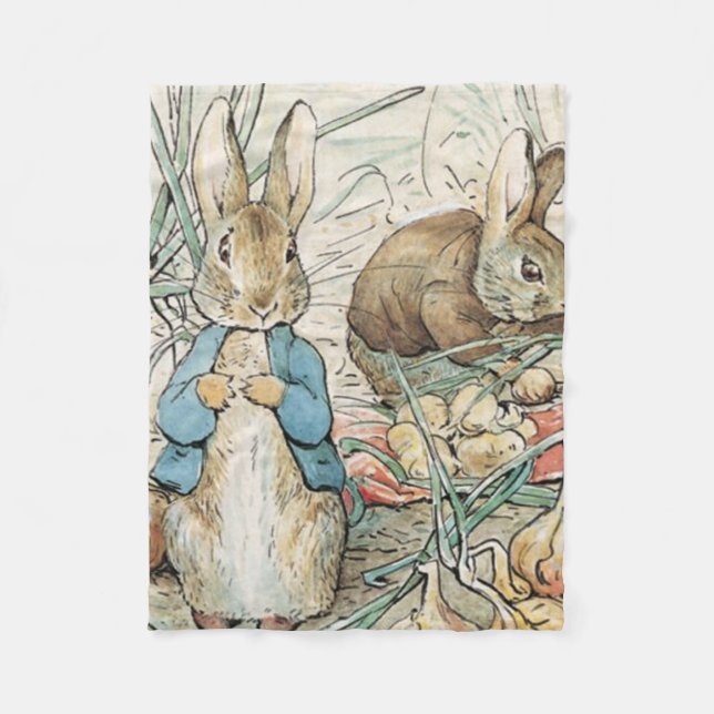 Beatrix Potter Peter Rabbit och Benjamin Bunny Fleecefilt (Framsidan)