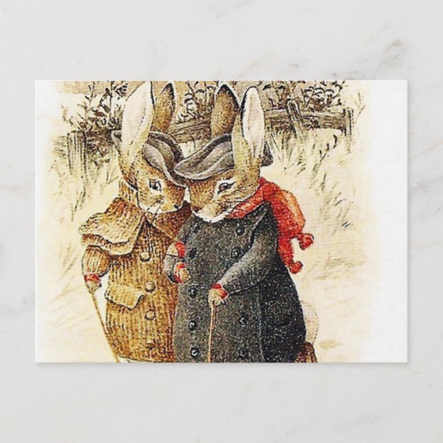 Beatrix Potter - Peter Rabbit Winter Walk Vykort (Framsida)
