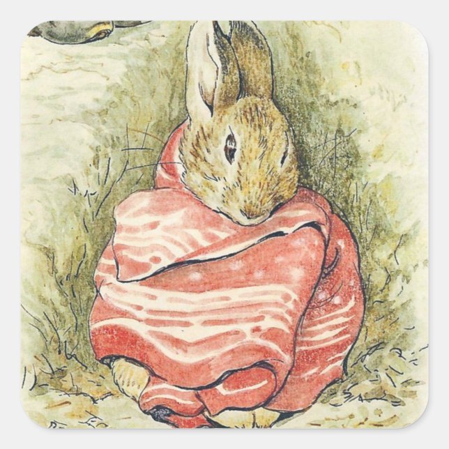 Beatrix Potter Rabbit Fyrkantigt Klistermärke (Framsida)