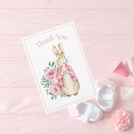 Beatrix Potter Rosa Blommigt Baby Shower Tack Kort
