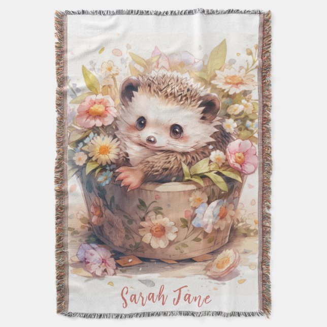 Beatrix Potter Stil Baby Hedgehog Throw Blanket Filt (Framsidan Vertikal)