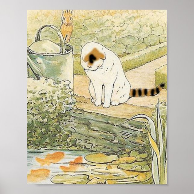 Beatrix Potter - vit katt Poster (Framsidan)