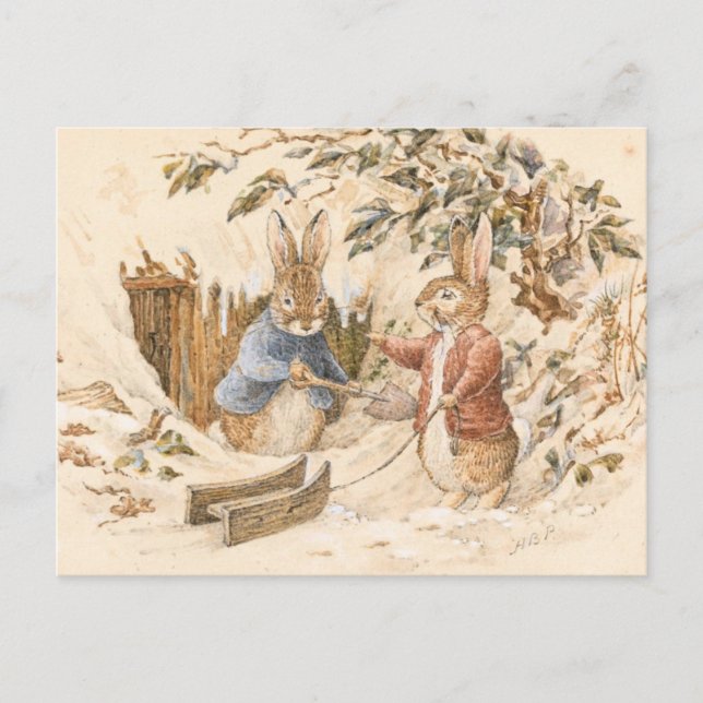 Beatrix Potter Winter Season Vykort (Framsida)