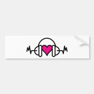 Beats av Kärlek | Rosa hjärta med puls och hörlura Bildekal
