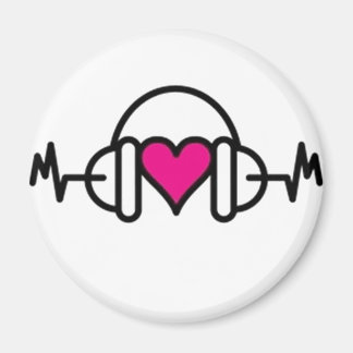 Beats av Kärlek | Rosa hjärta med puls och hörlura Magnet