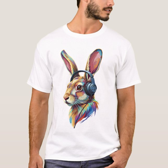 Beats & Ears – Abstrakt kanin i Vibes T Shirt (Framsida)