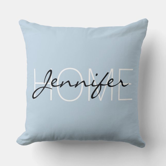 Beau Blue färg home monogram Kudde (Framsida)