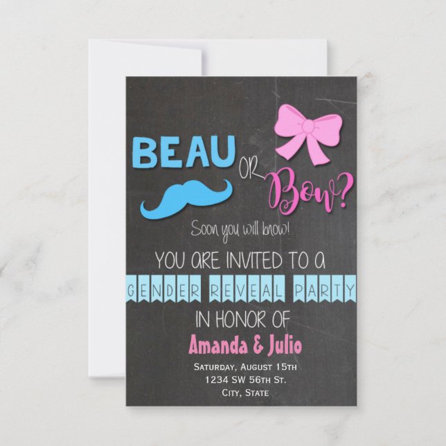 Beau- eller Bow-Gender Inbjudningar (Framsida)
